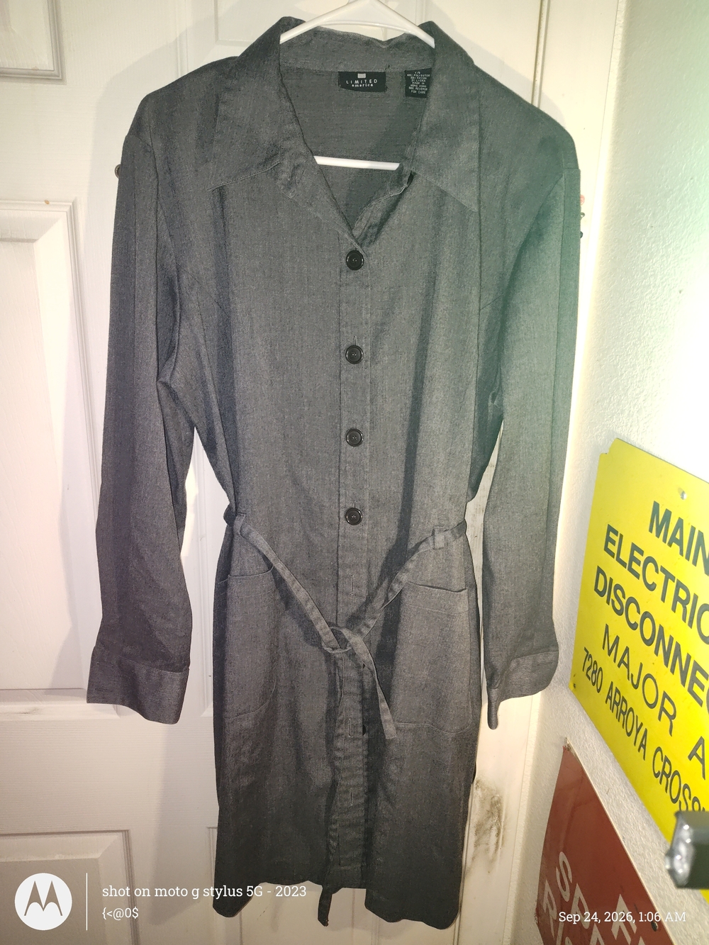 The Limited Gray Button-Front Belted Trench Coat